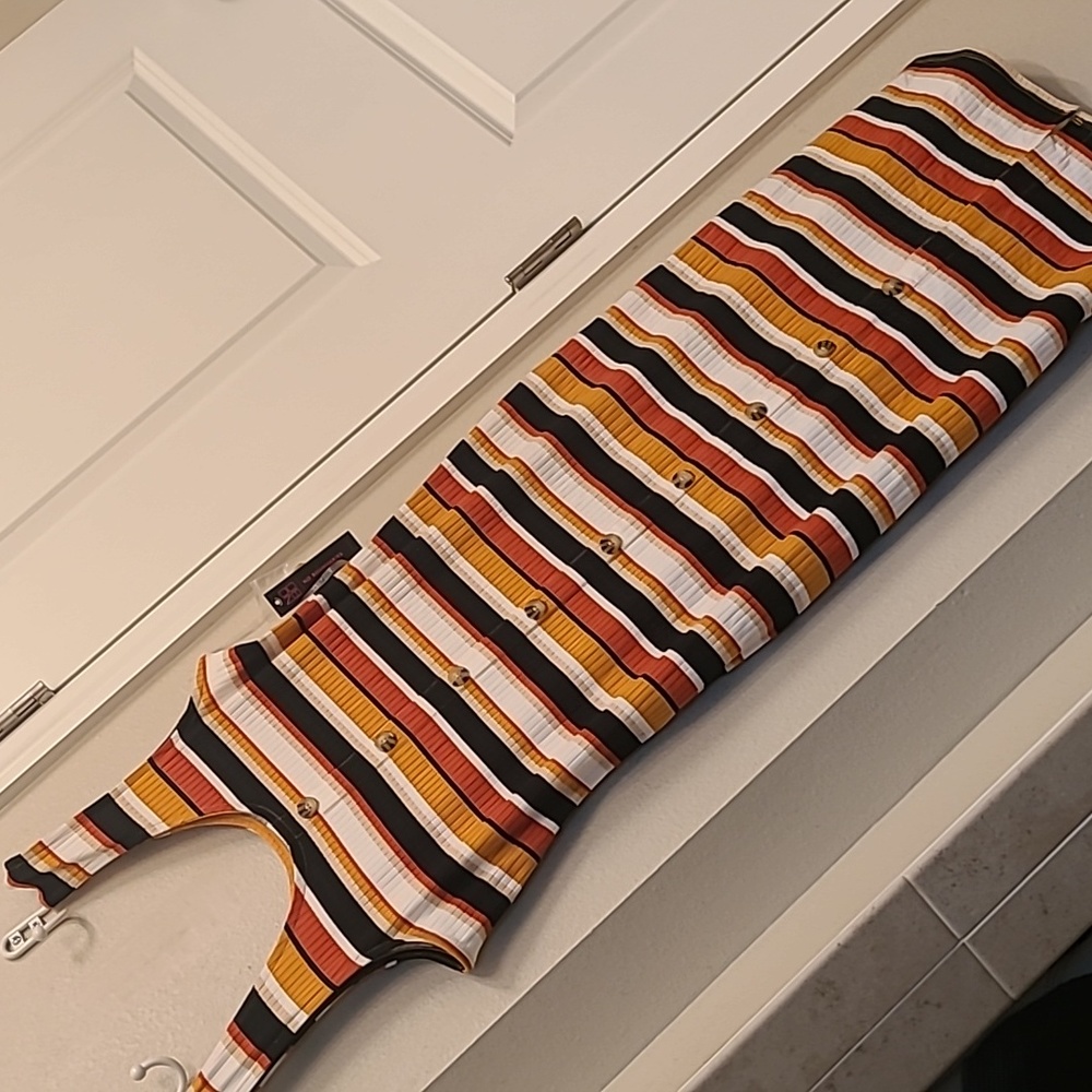 NWT Size L 11 12 13 No Boundaries Stripe midi dress orange black FALL💛🤎🖤🧡